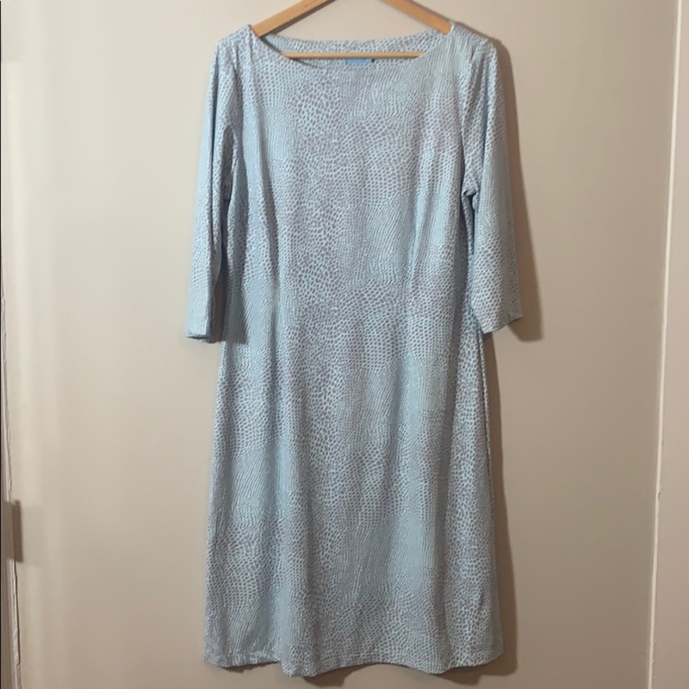 J. McLaughlin NWT blue/gray python print dress XL